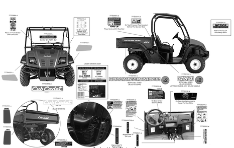 Label Map Diagram and Parts List for 747EFI4X4 (37AM485D010)(2018) Cub Cadet Lawn Tractor Accessories